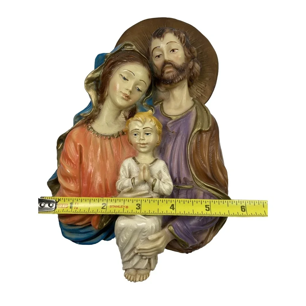 Vtg religious Holy Family Plaster Wall Hanging 3D‎ religious cottagecore